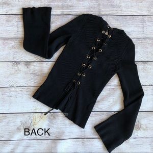 3/$10, 4/$12, 5/$14, 6/$16 Material Girl black ribbed sweater lace up back XS